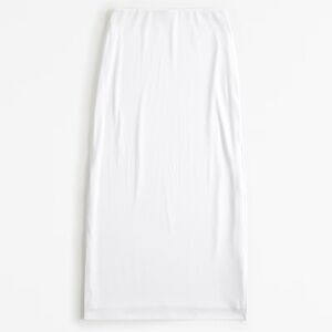 Powdered Rib Knit Maxi Skirt white